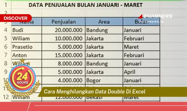 cara menghilangkan data double di excel